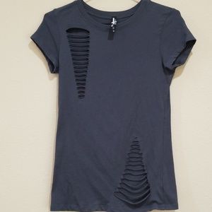 JC Fits Inc. Angel Wings Blingy Gray Graphic Distressed Y2K Tee Size M